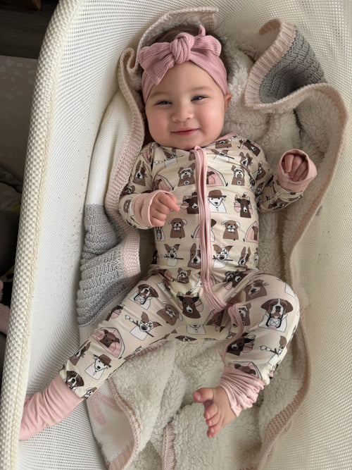 Camp Paws (Convertible Zip Footies) - Pink