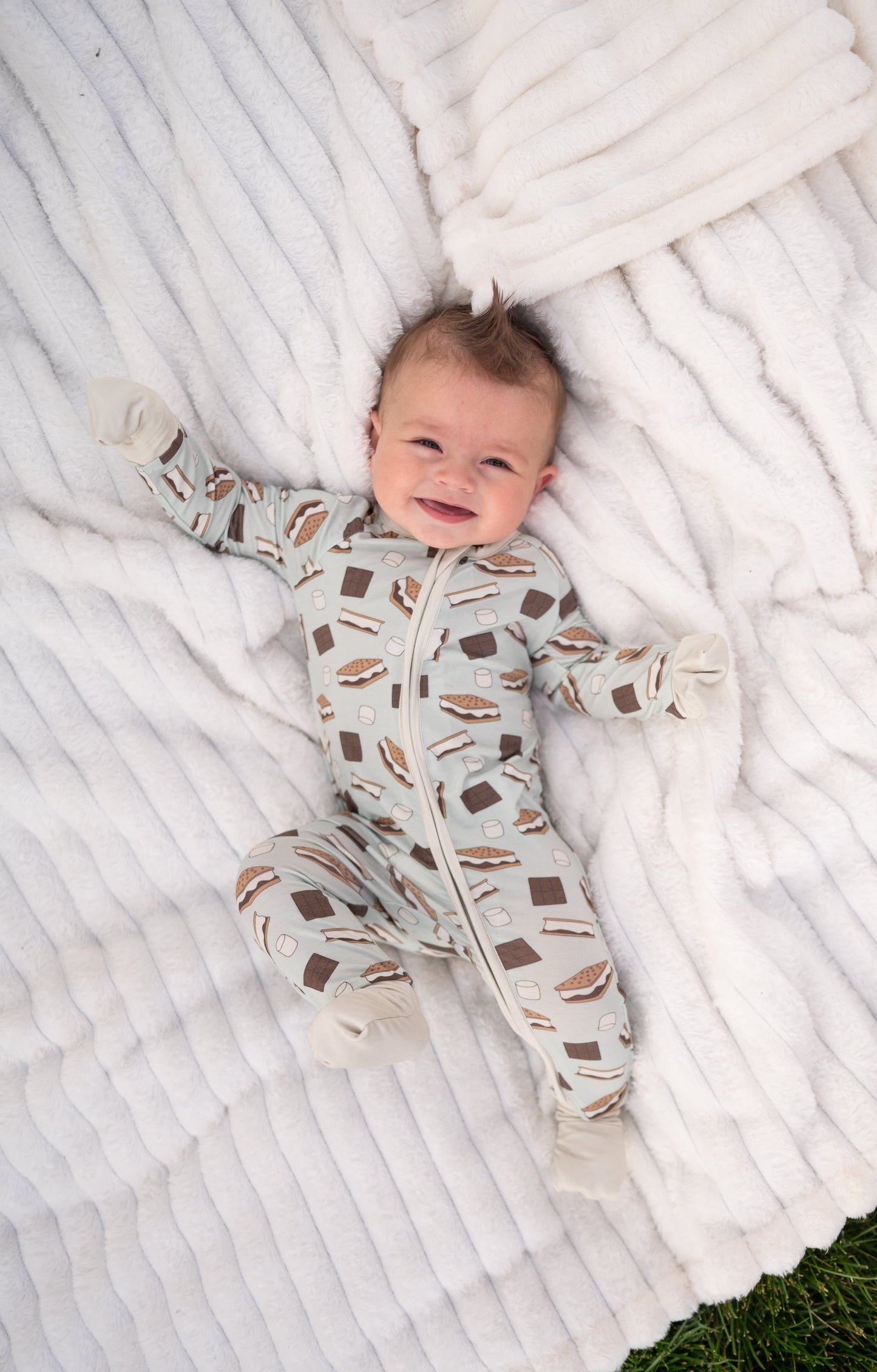 S'more to Love (Convertible Zip Footies) - Blue