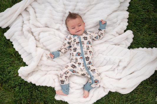 Camp Paws (Convertible Zip Footies) - Blue