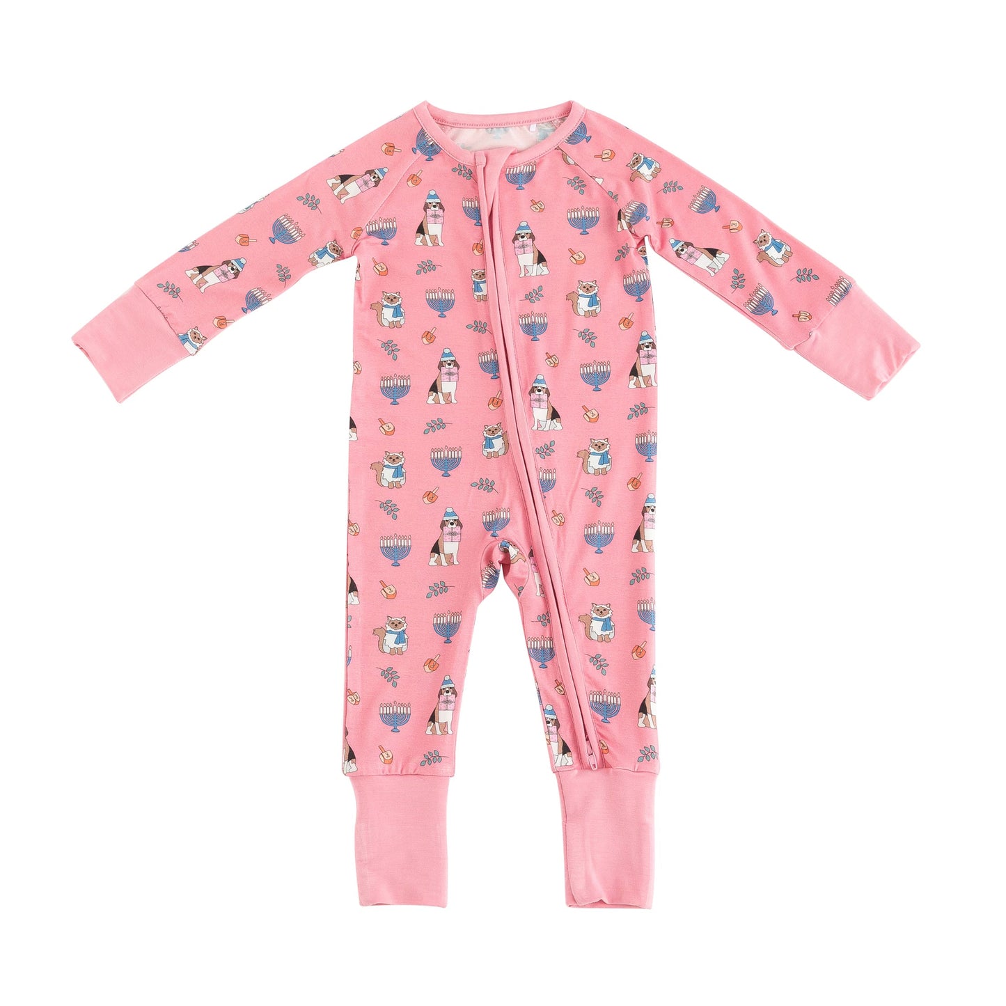 PREORDER - Hanukkah Pets (Convertible Zip Footies) - Pink