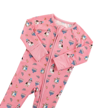 PREORDER - Hanukkah Pets (Convertible Zip Footies) - Pink