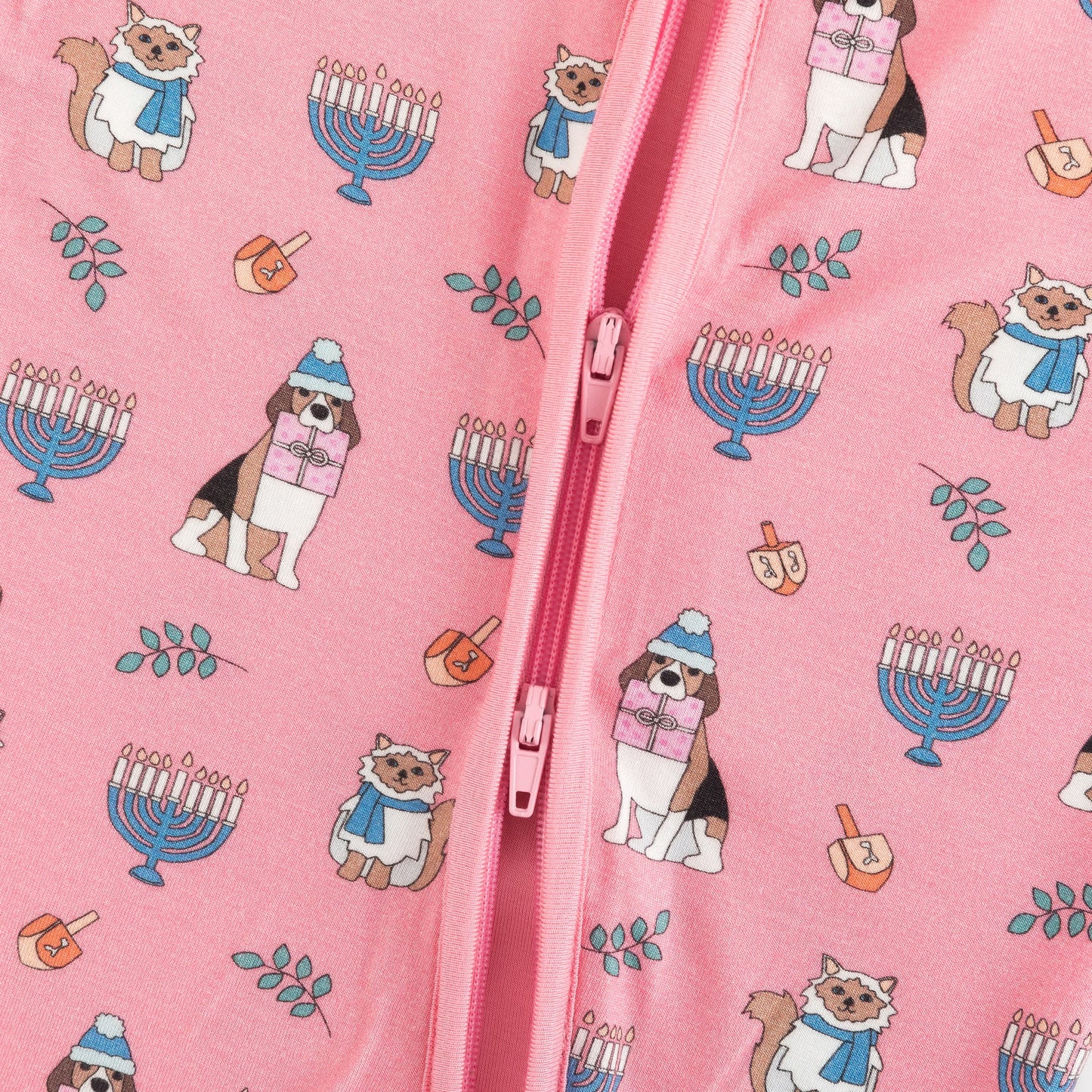PREORDER - Hanukkah Pets (Convertible Zip Footies) - Pink