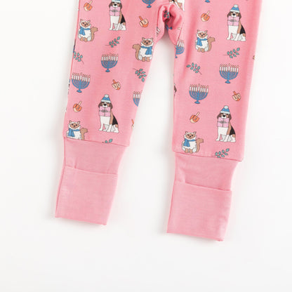 PREORDER - Hanukkah Pets (Convertible Zip Footies) - Pink
