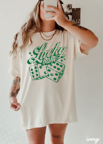 Lucky Babe Dice Comfort Colors Tee *8 Colors (S-3X)