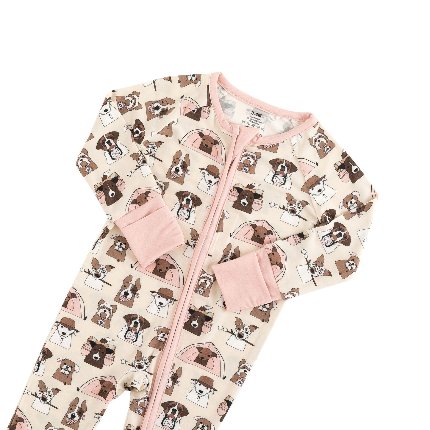 Camp Paws (Convertible Zip Footies) - Pink