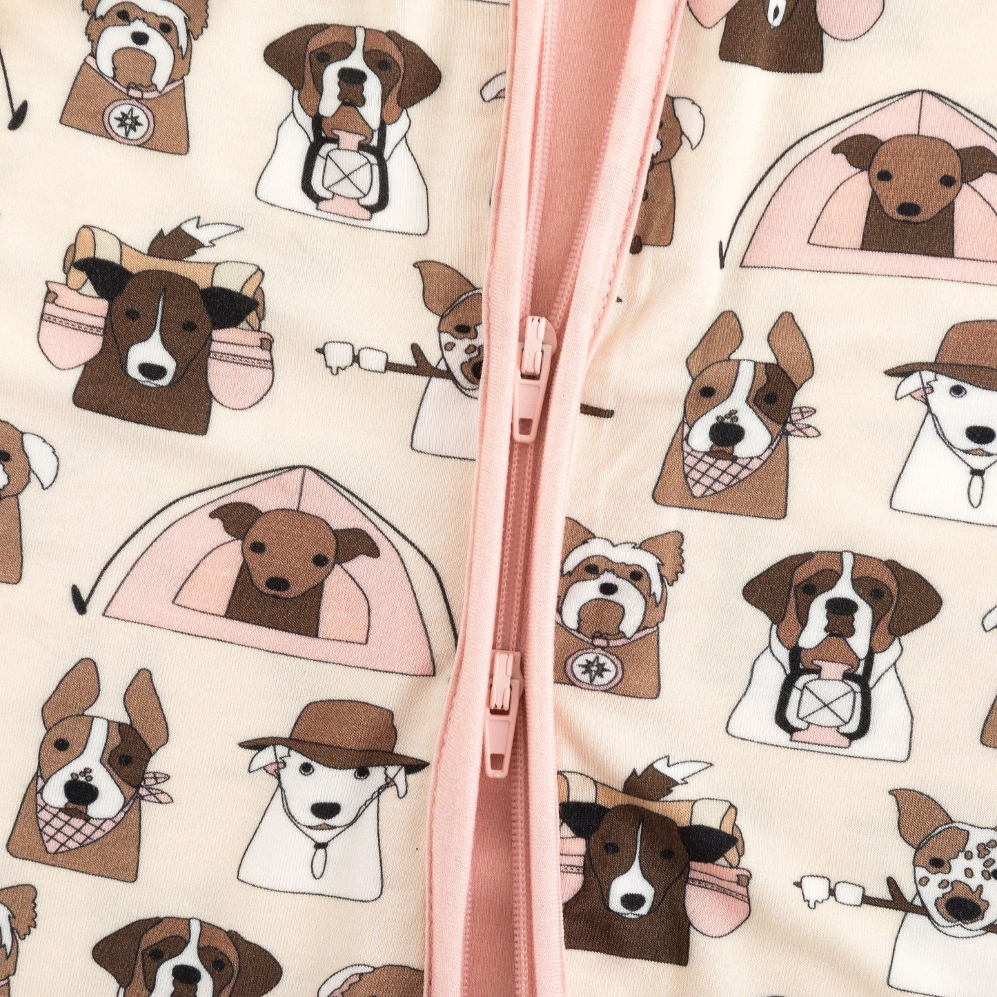 Camp Paws (Convertible Zip Footies) - Pink