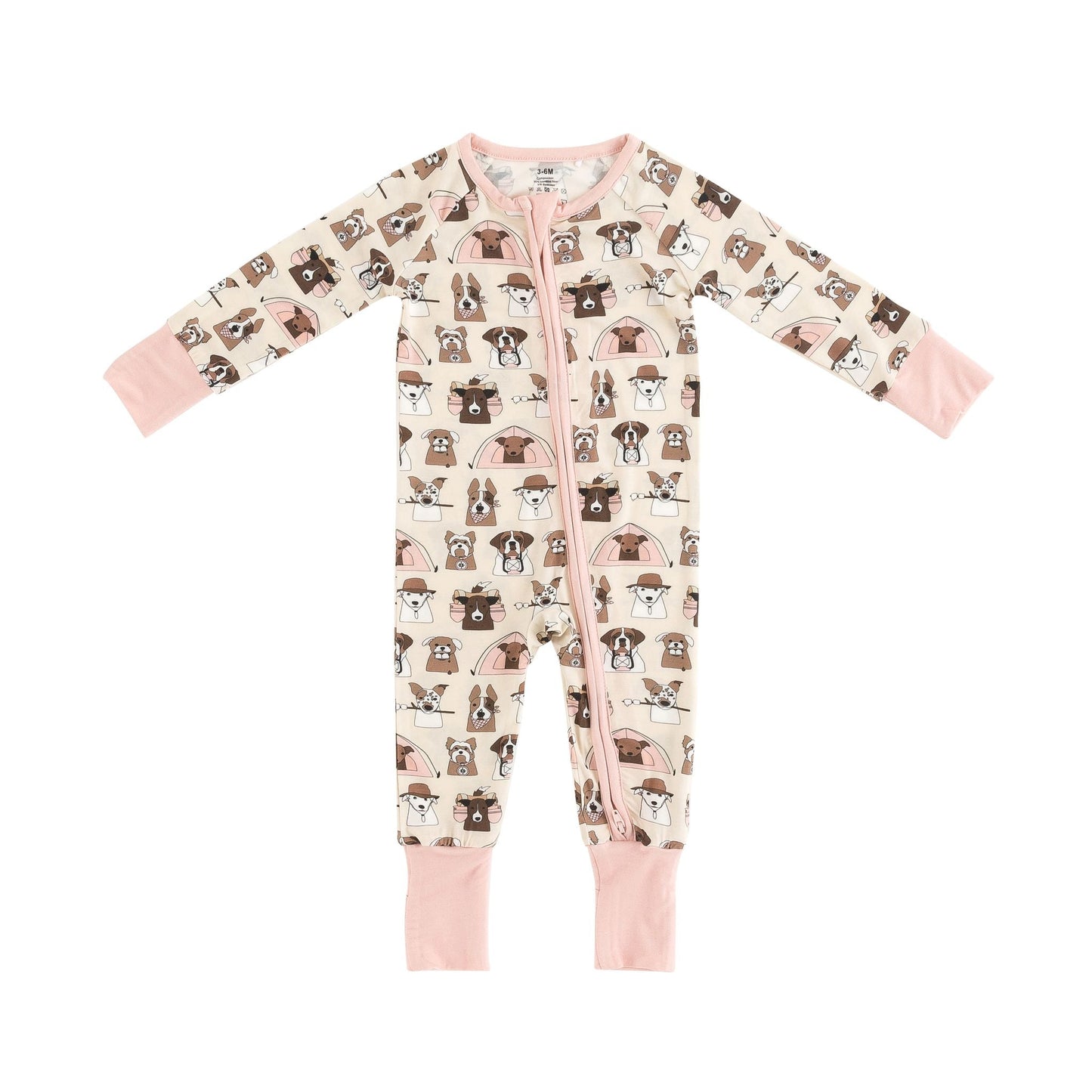 Camp Paws (Convertible Zip Footies) - Pink