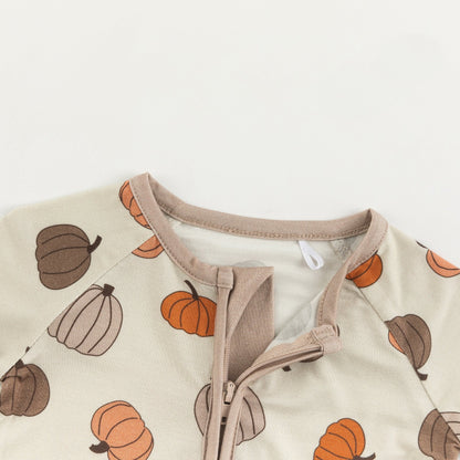 Pumpkins Beige (Convertible Zip Footies)