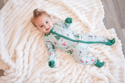 Snow Day Green (Convertible Zip Footies)